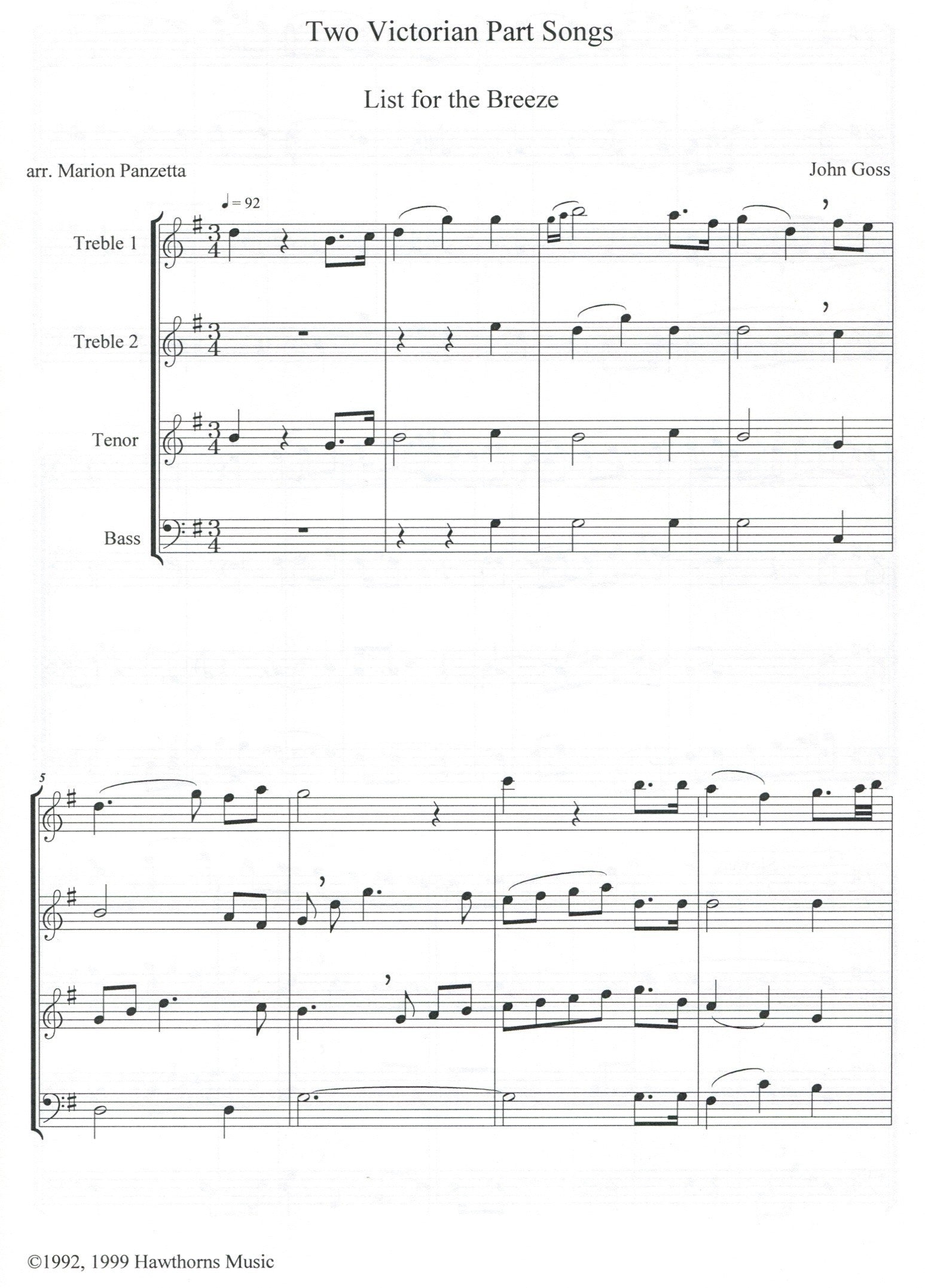 Two Victorian Part Songs