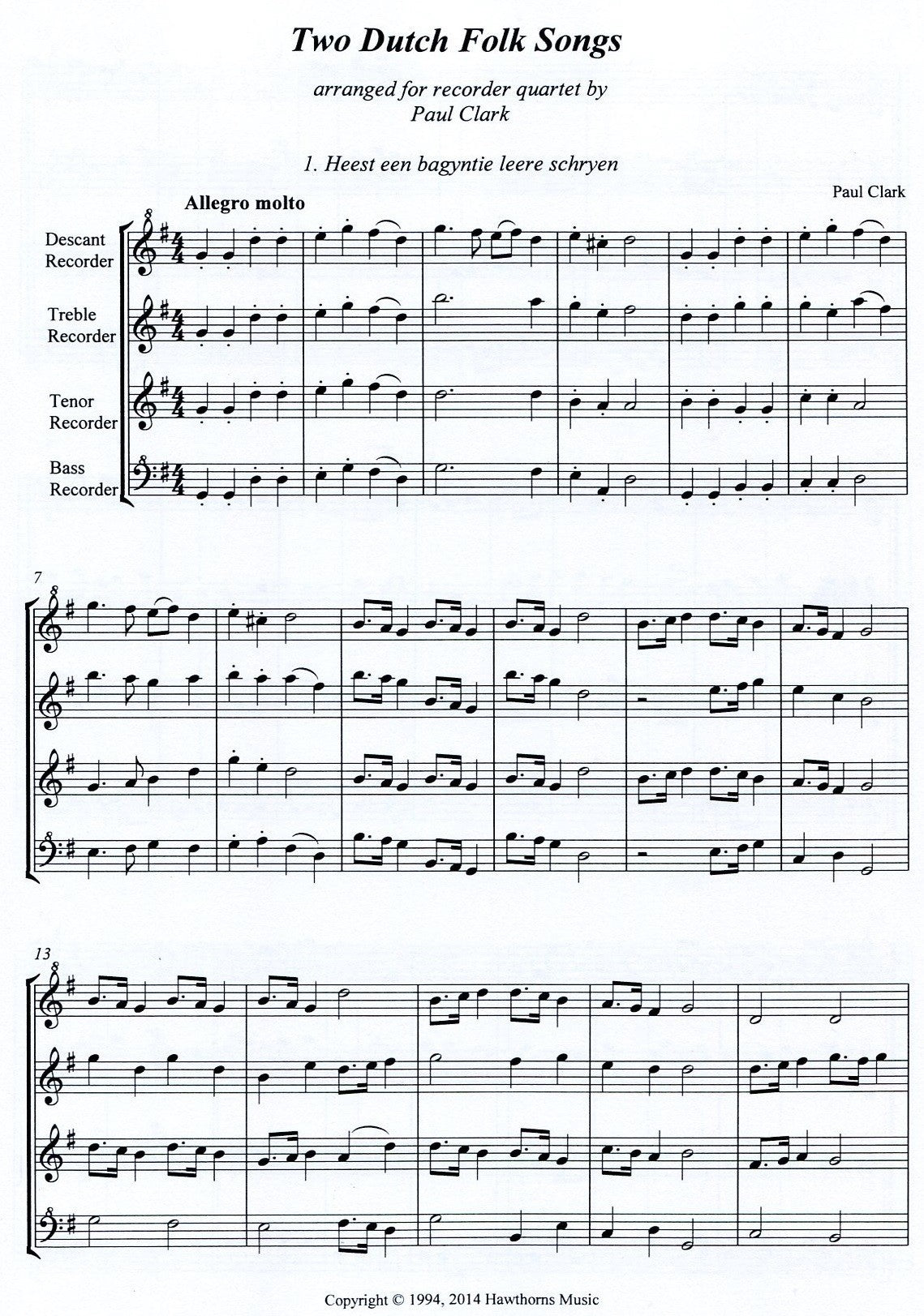 Two Dutch Folk Songs