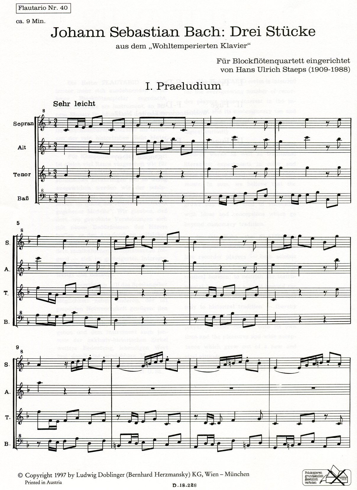 Drei Stucke aus dem Wohltemperierten Klavier