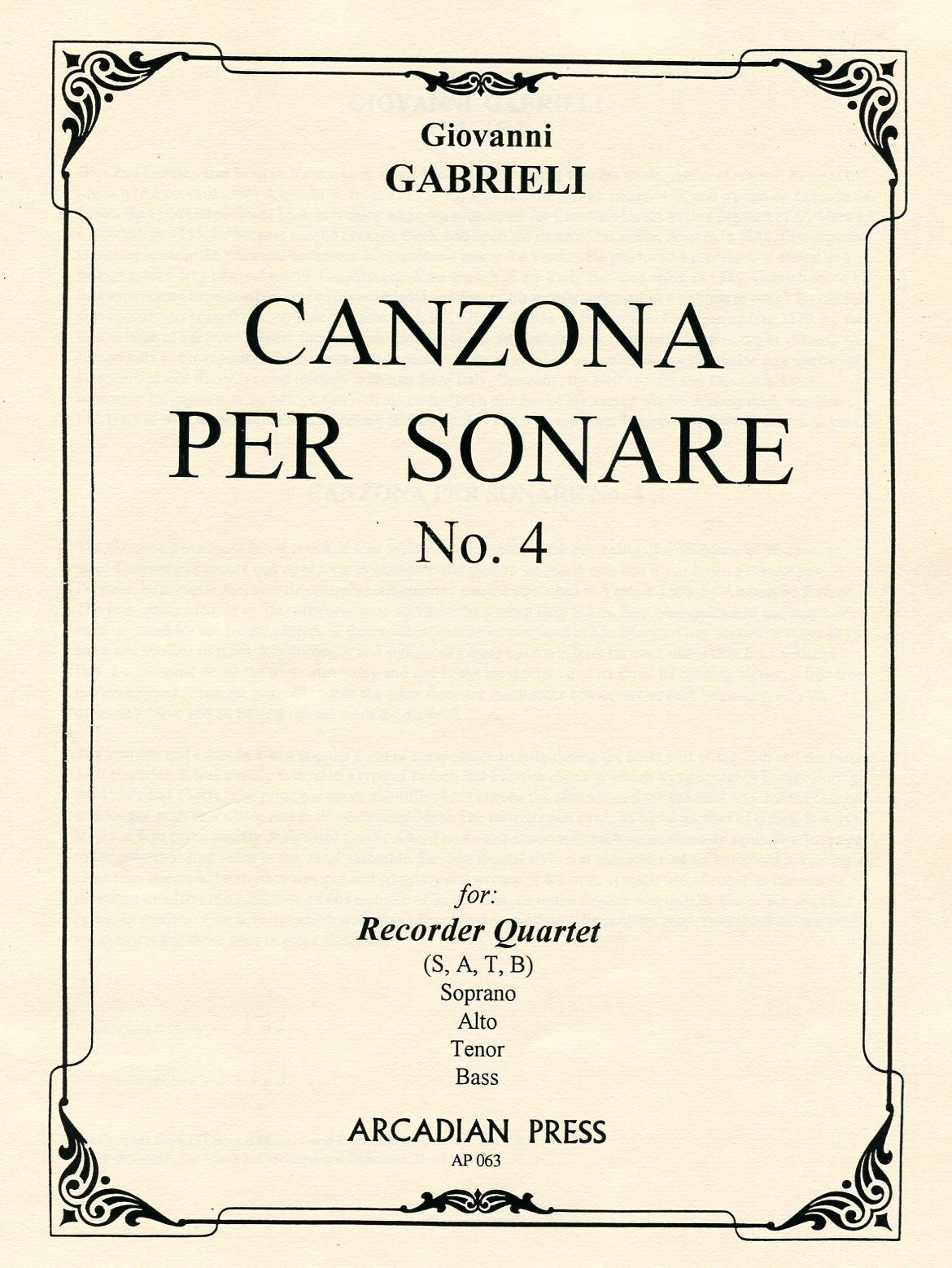 Canzona Per Sonare No 4