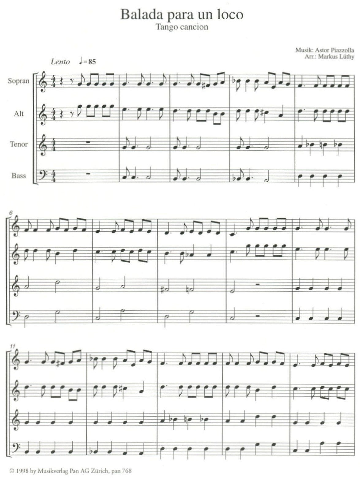 Tango, Sech beruhmte Tangos