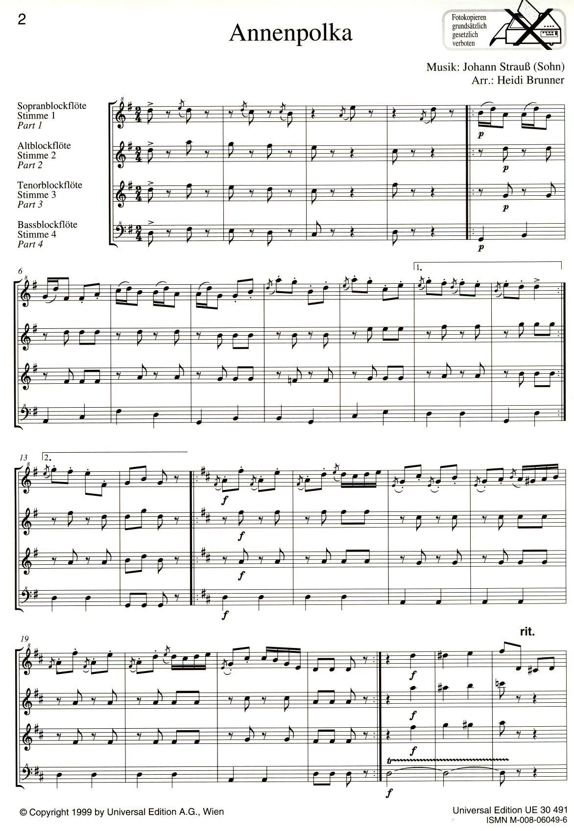 Annenpolka, Rosen aus dem Süden