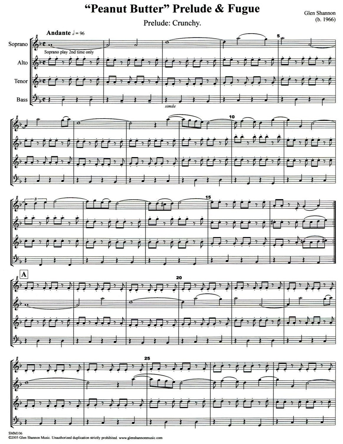 "Peanut Butter" Prelude & Fugue for Recorder Quartet