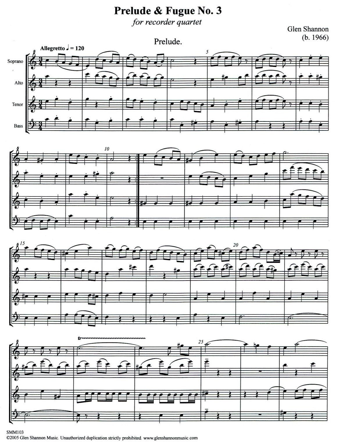 Prelude & Fugue No 3