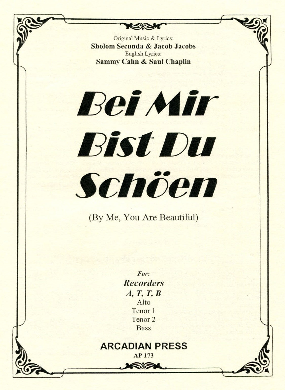 Bei Mir Bist Du Schoen, By Me You Are Beautiful