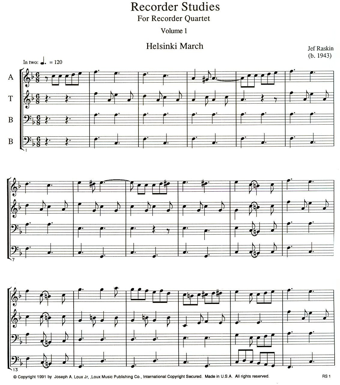 Recorder Studies 1: Studies for the Recorder Quartet