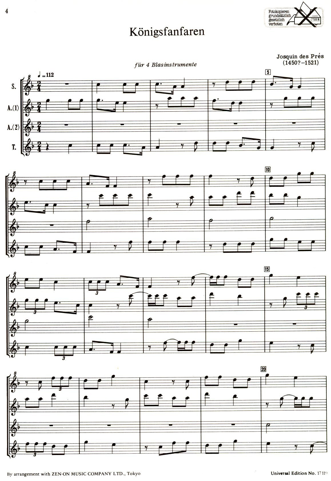 Instrumental music of the Renaissance Vol II - Recorder Quartet
