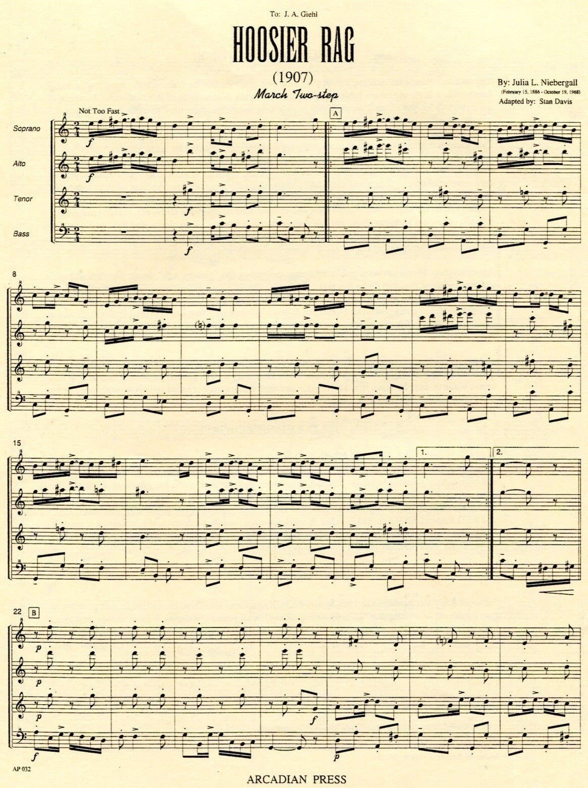 Hoosier Rag (1907) March and Two Step