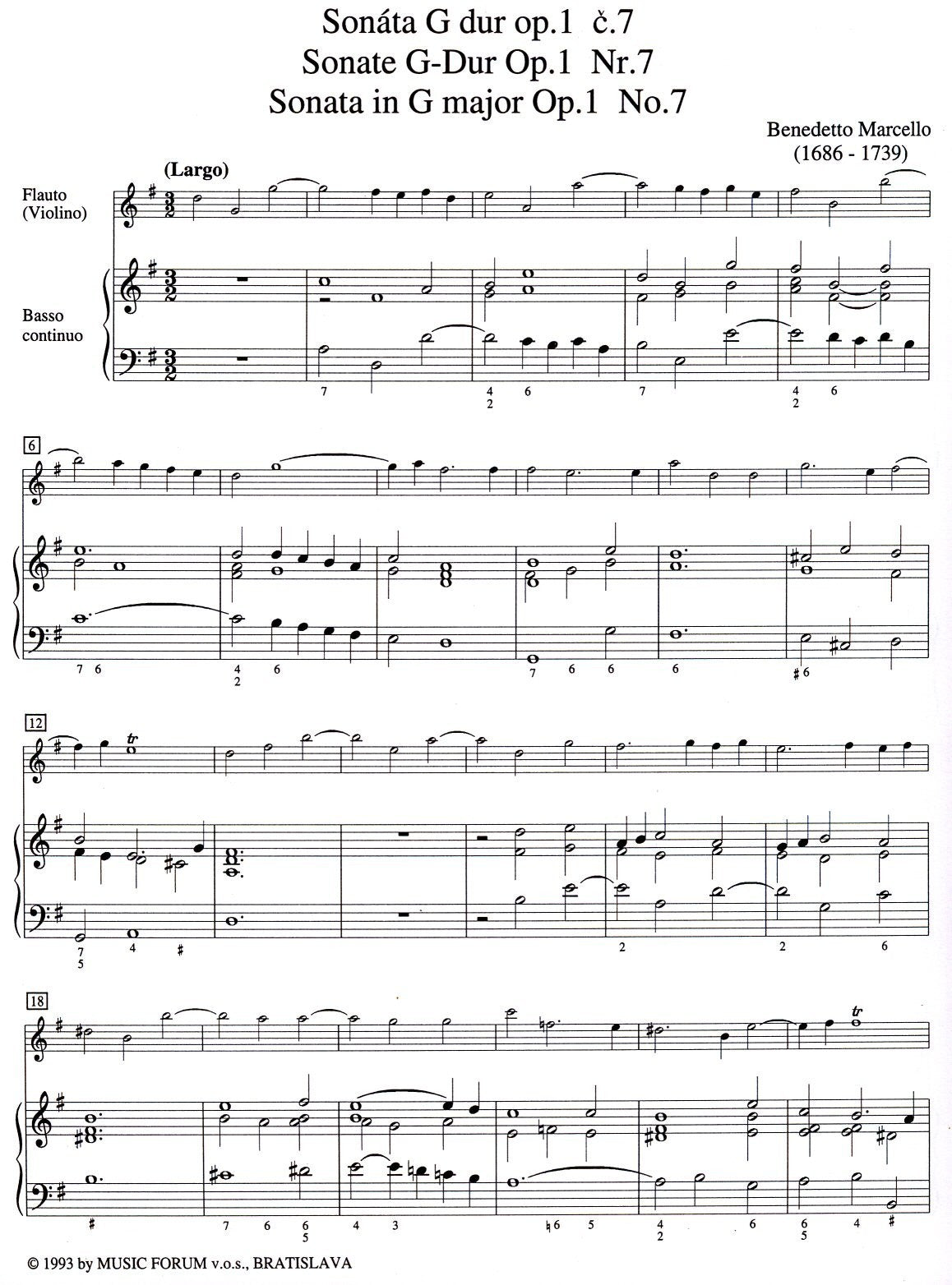 Sonata in G Major Op 1 No 7