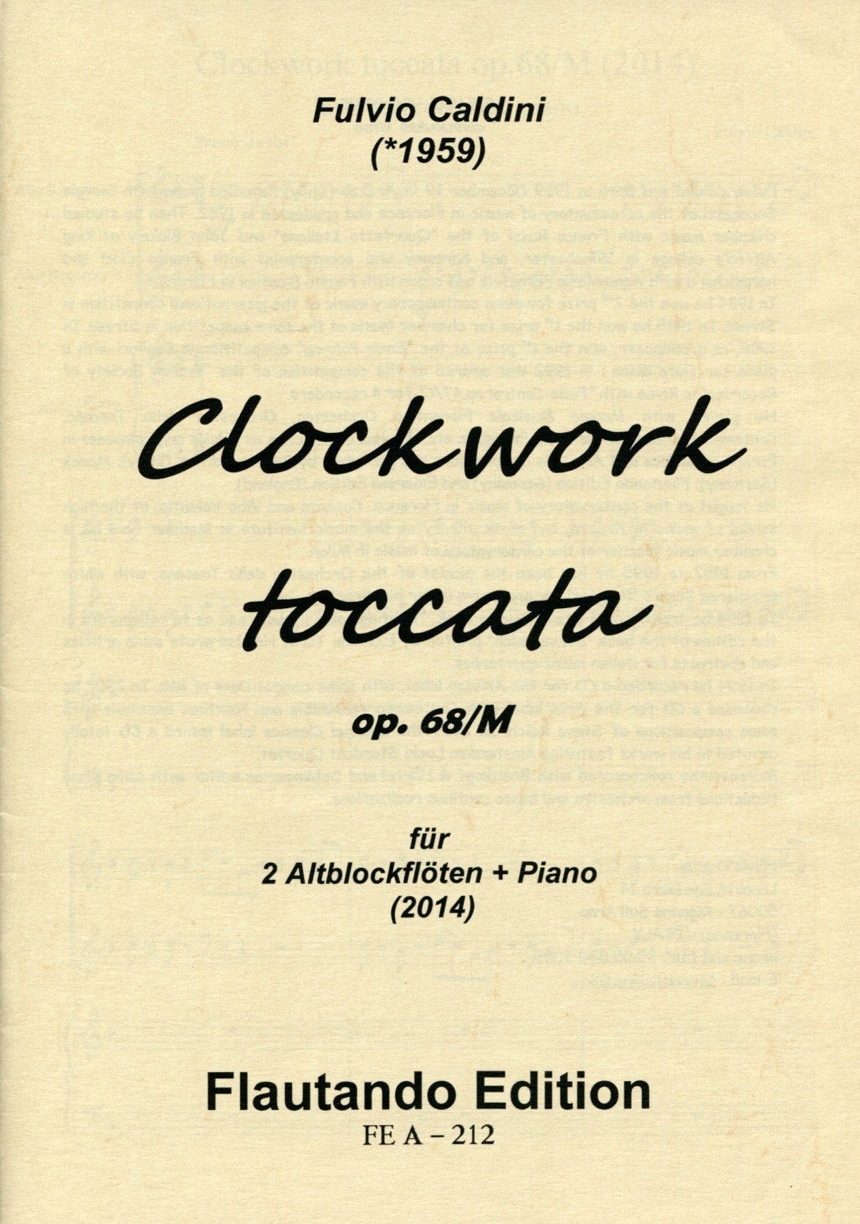 Clockwork Toccata Op 68/M  2014