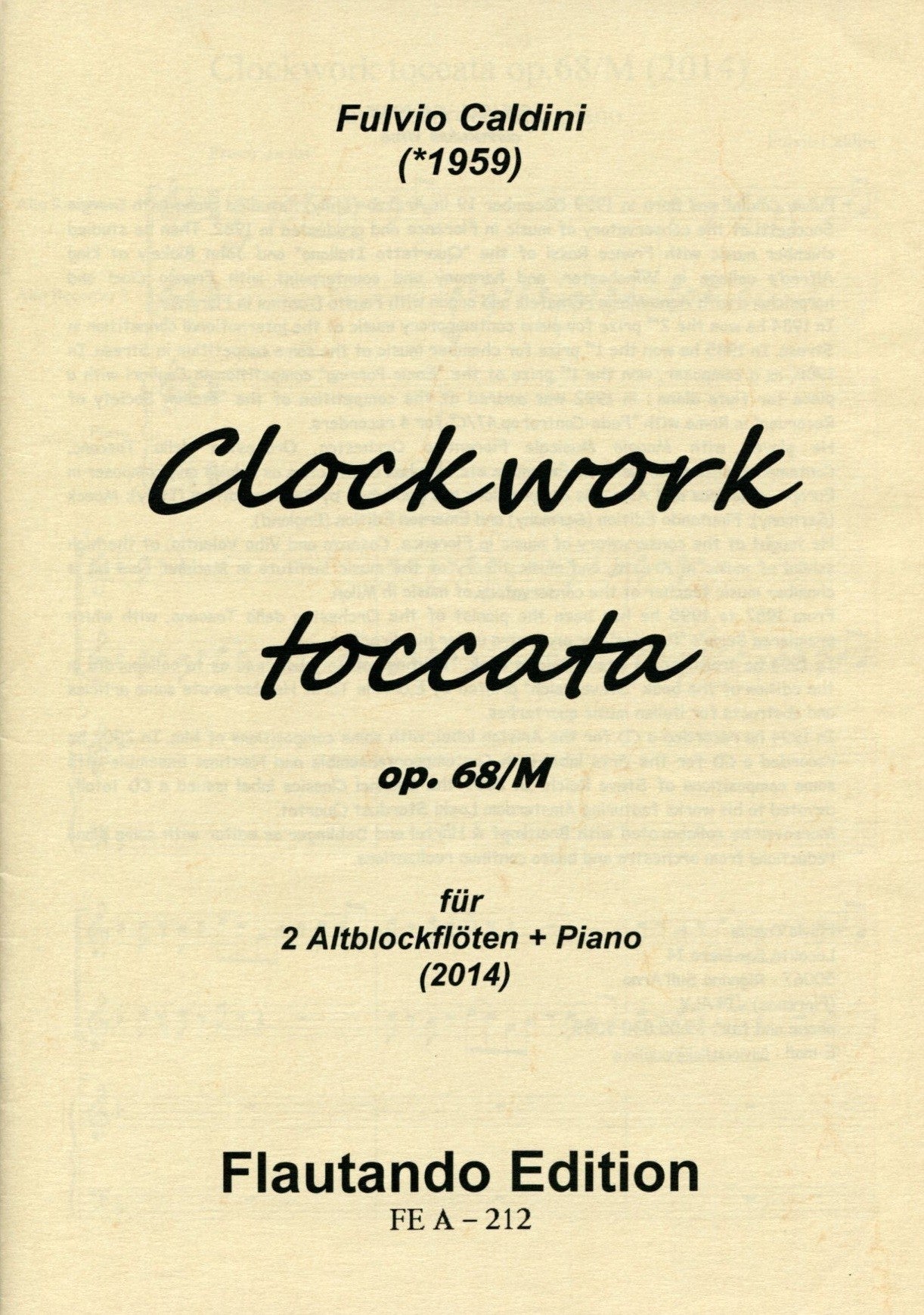 Clockwork Toccata Op 68/M  2014