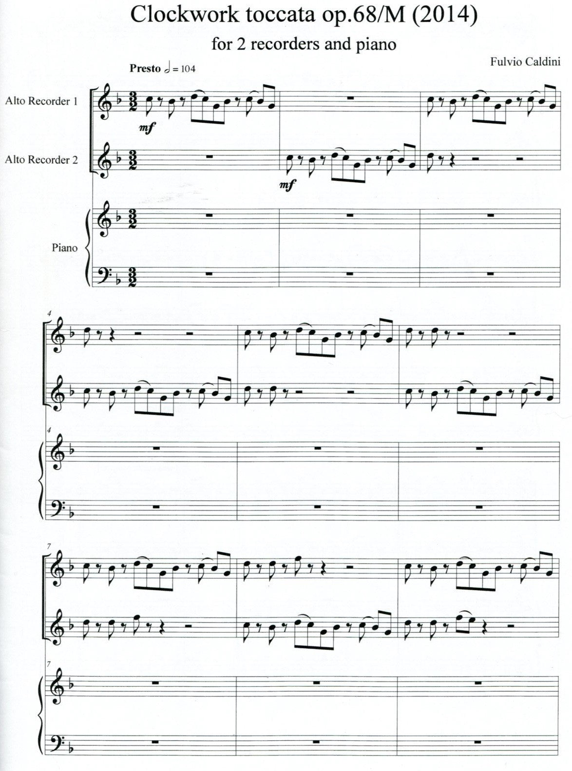 Clockwork Toccata Op 68/M  2014