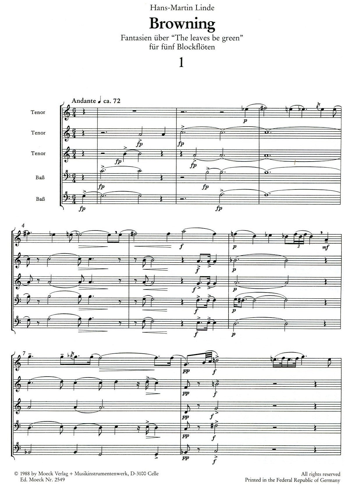 Browning: Fantasia on 'The Leaves be Green'