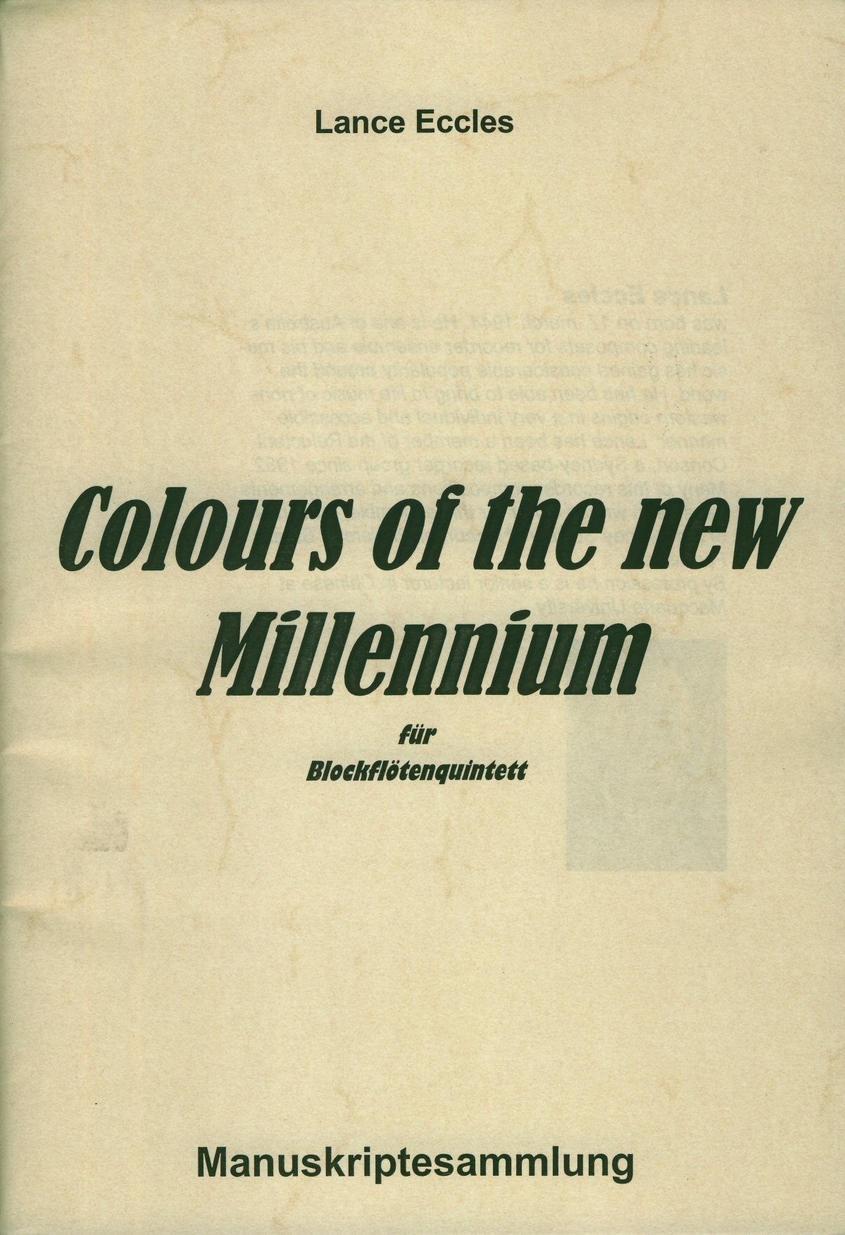Colours of the new Millennium
