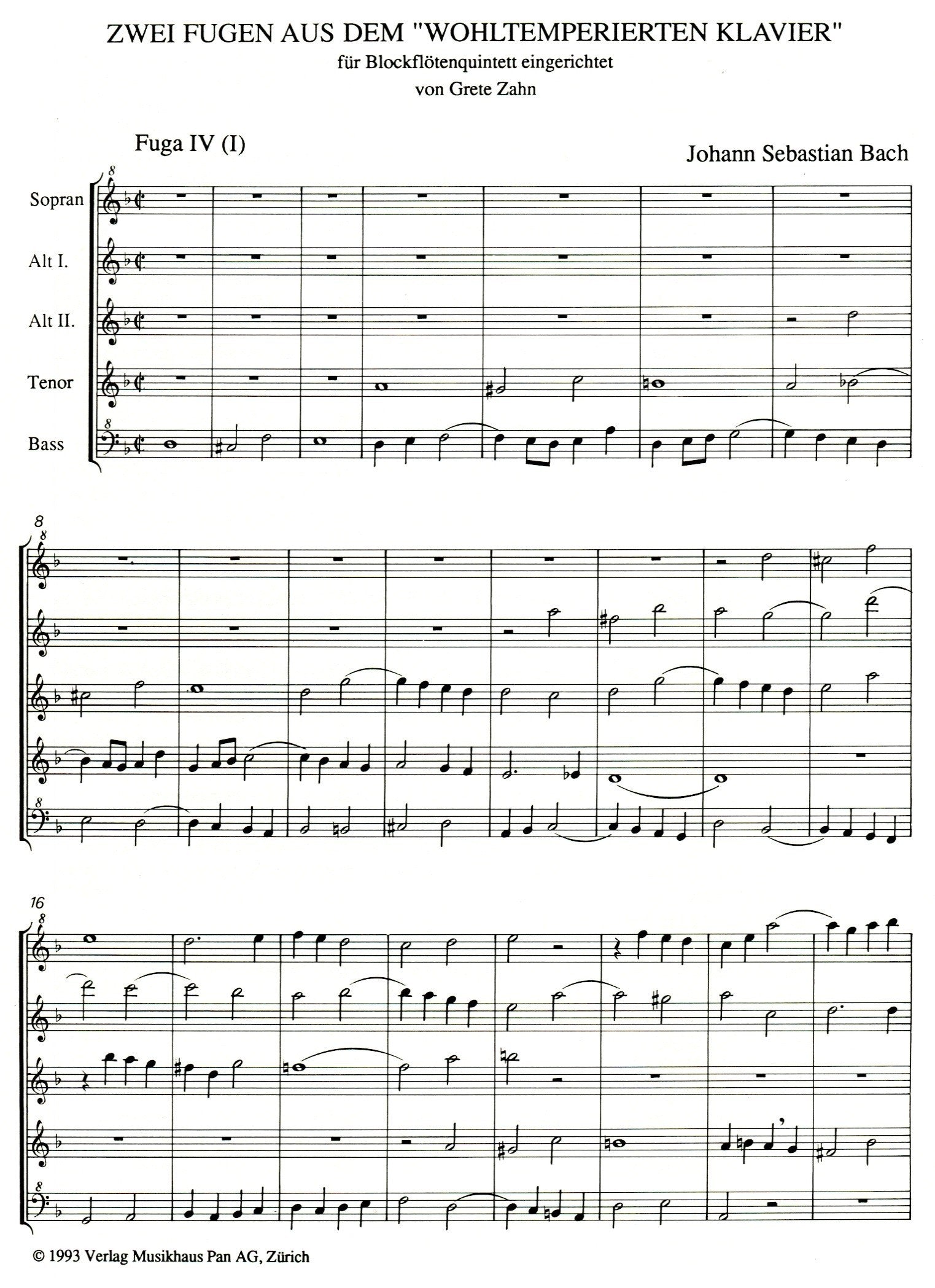 2 Fugues from the "Well-Tempered Klavier"