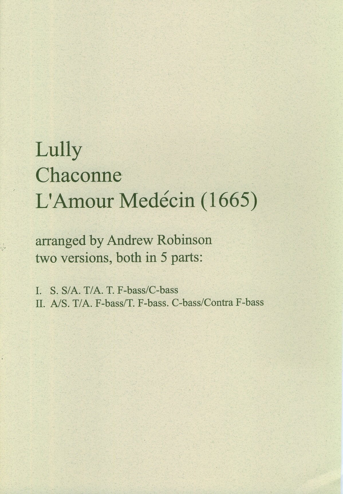 Chaconne from L'Amour Medecin (1665)