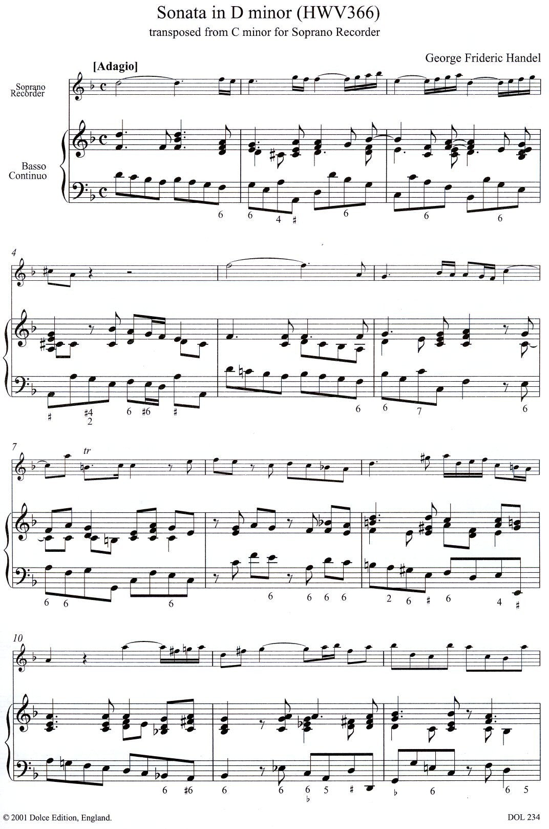 Sonata in d minor after HWV 366