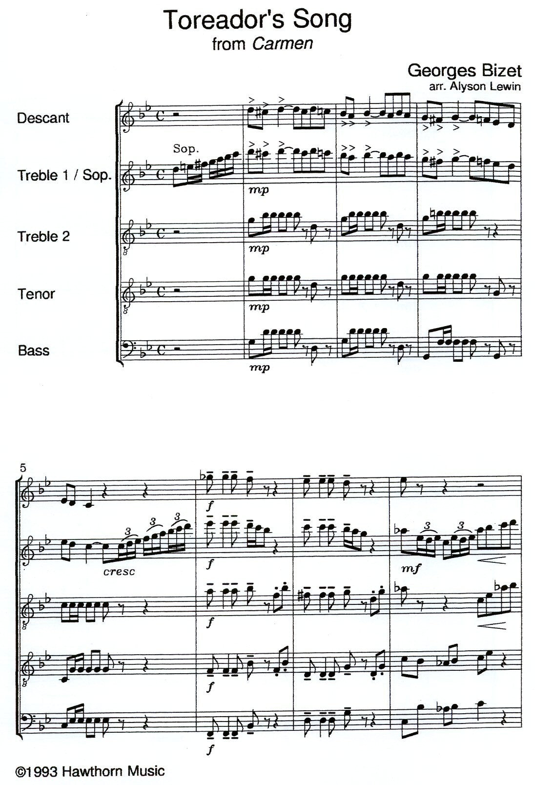 Toreador's Song from Carmen