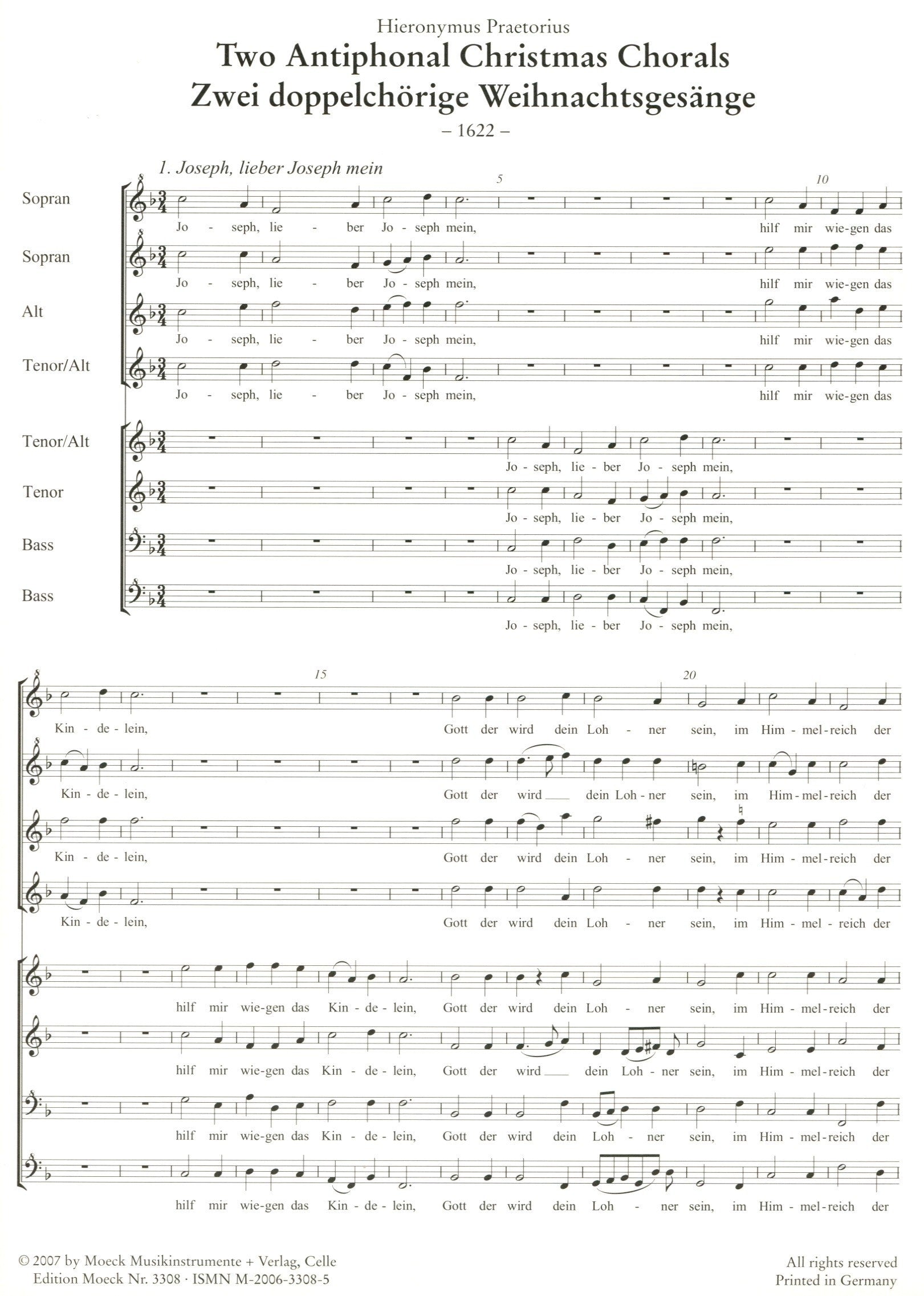 Two Antiphonal Christmas Chorals, 1622