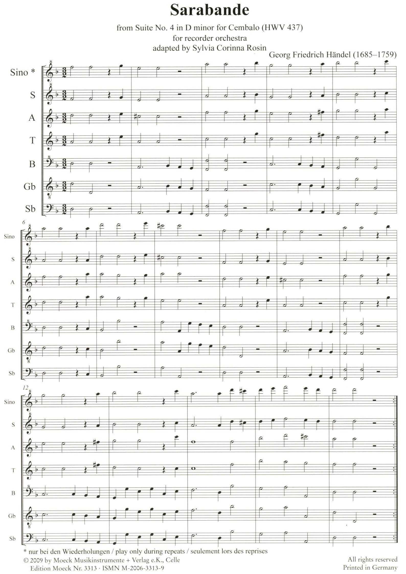 Sarabande from Suite No 4 in d minor (HWV 437)