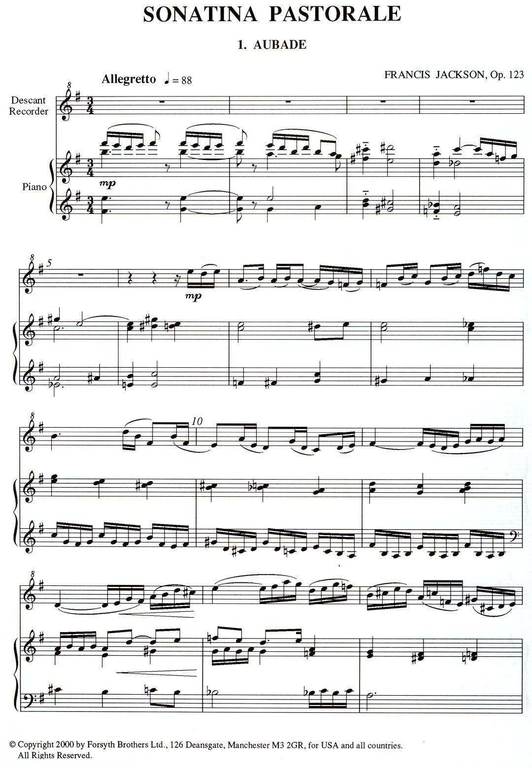 Sonatina Pastorale, Op 123