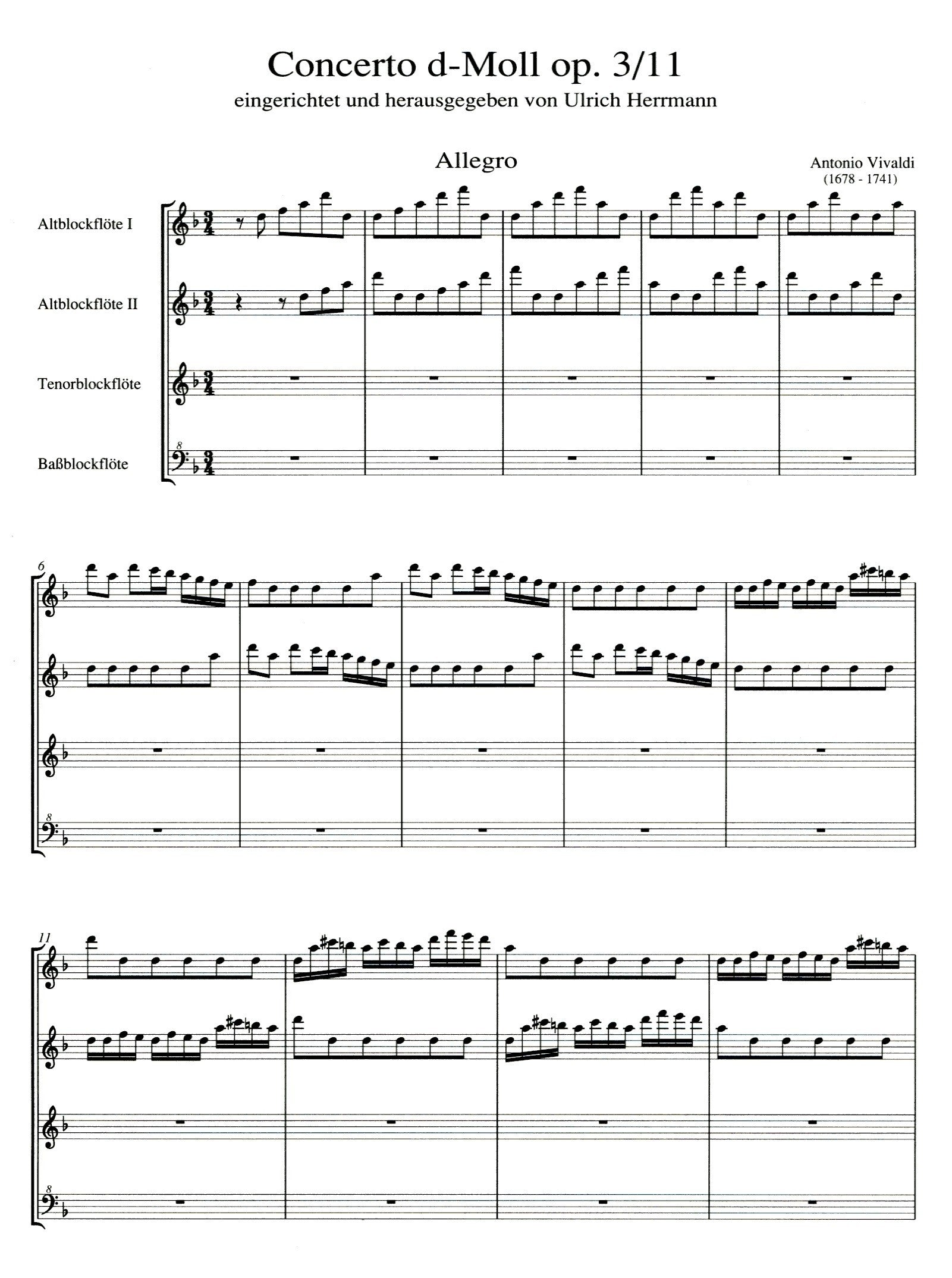 Concerto in d minor Op 3 no 11