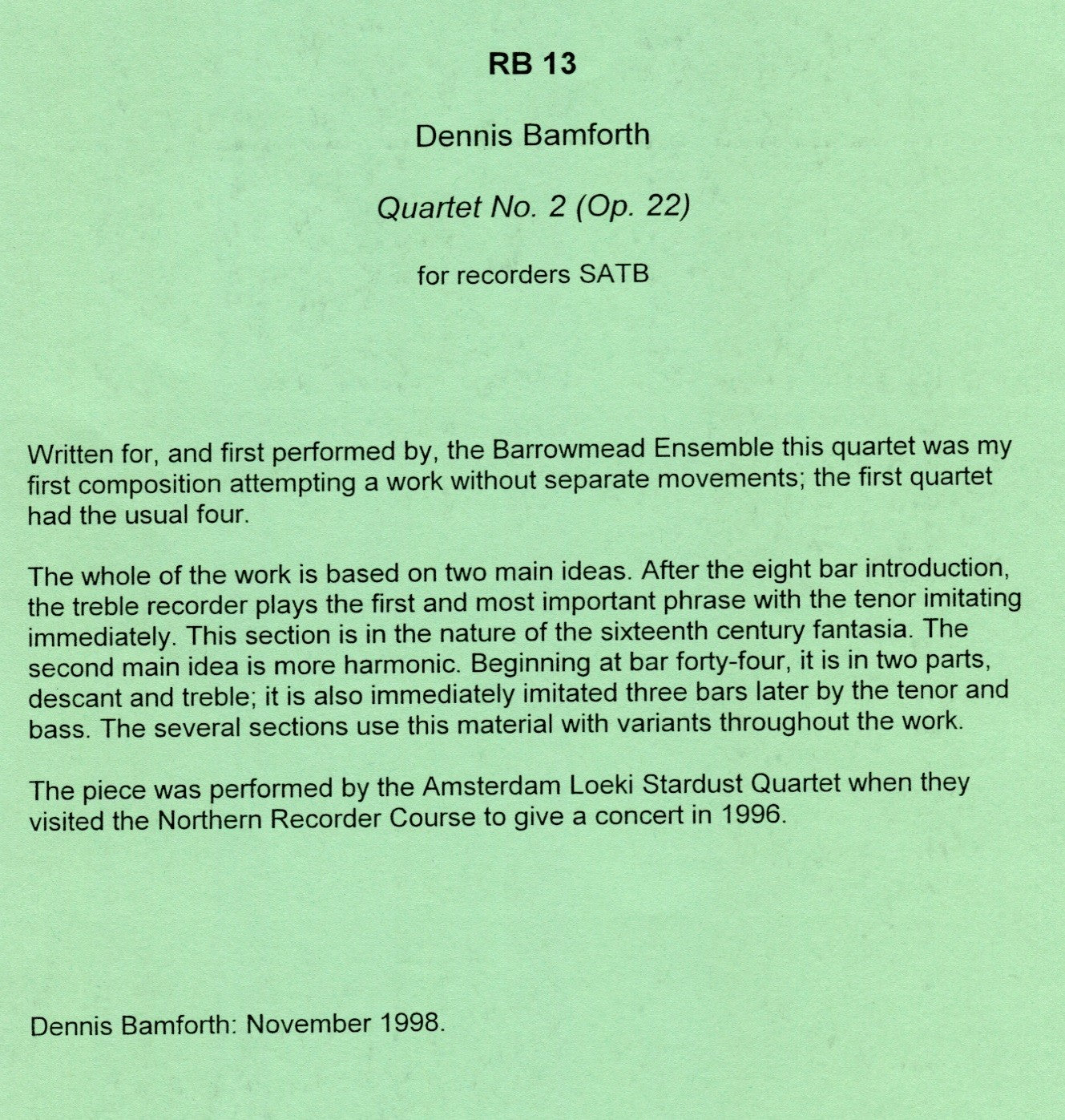 Quartet 2 Op. 22