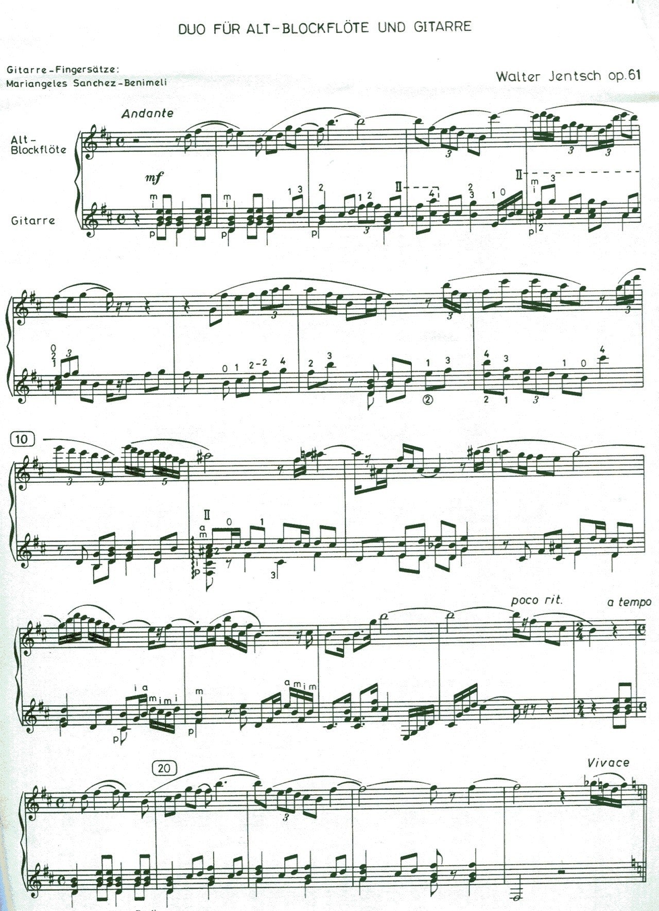 Duo for Treble Recorder and Guitar Op. 61