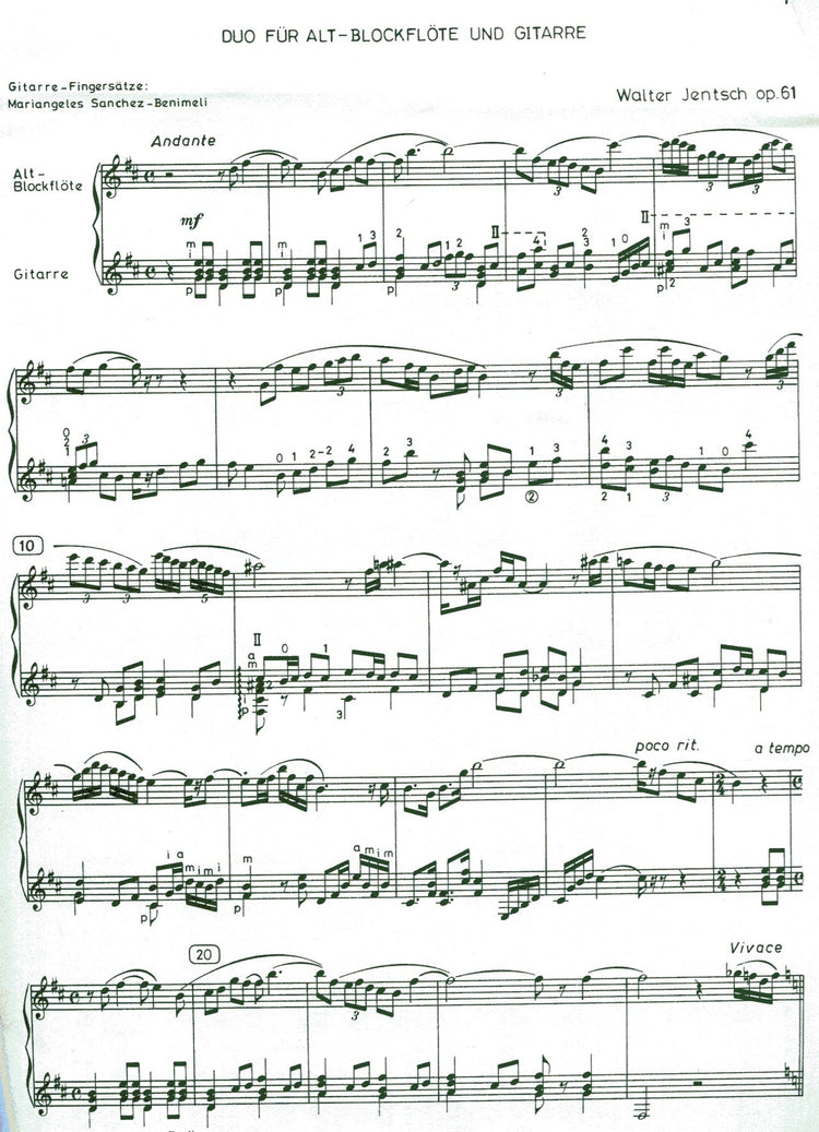 Duo for Treble Recorder and Guitar Op. 61