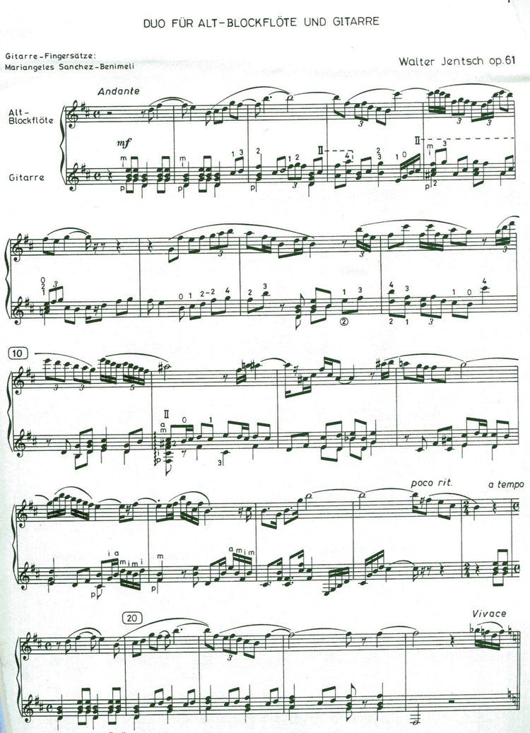 Duo for Treble Recorder and Guitar Op. 61