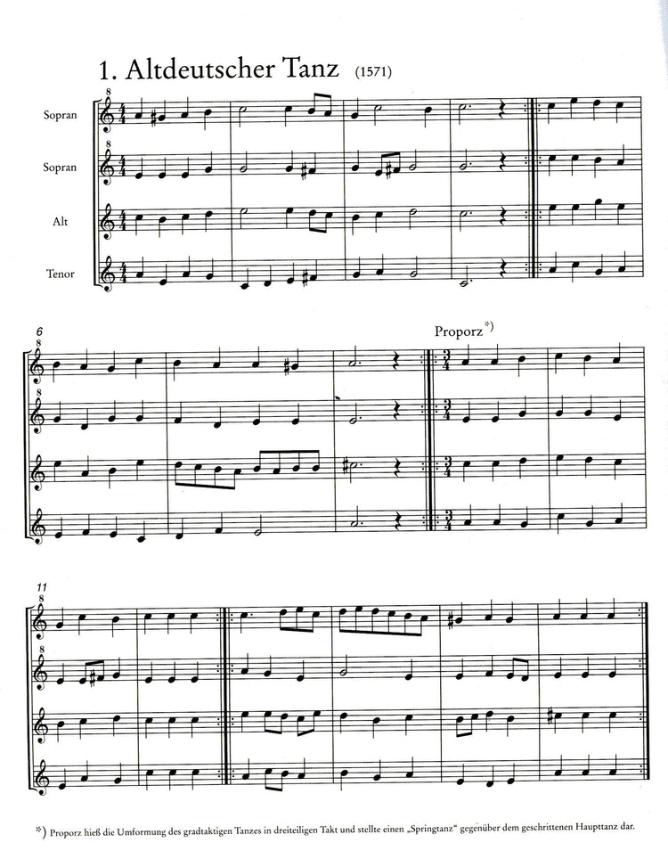 Music for Recorder Quartet I: 12 Pieces of German Classical and Pre-Classical Music