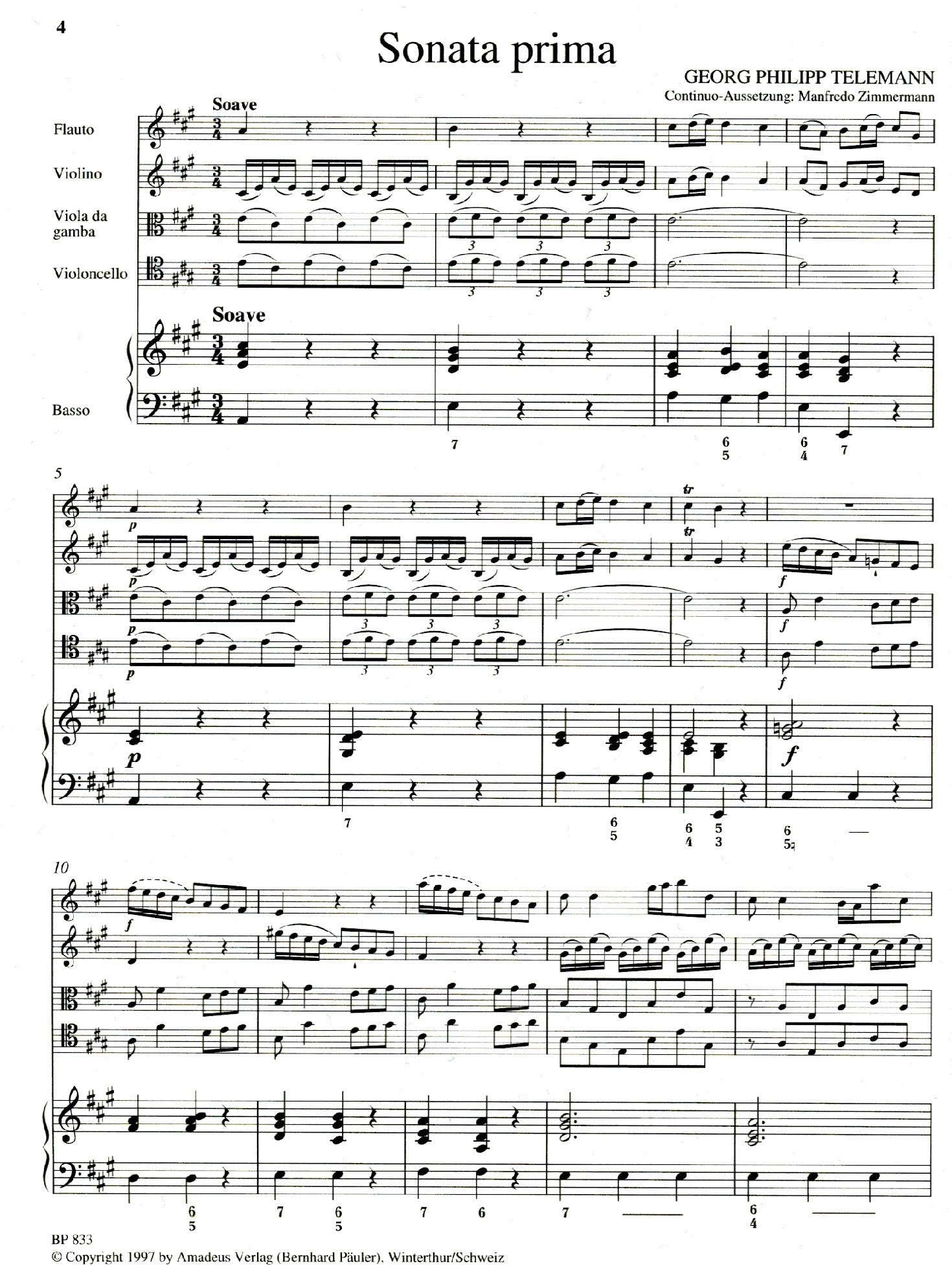 Paris Quartet no. 3 in A Major