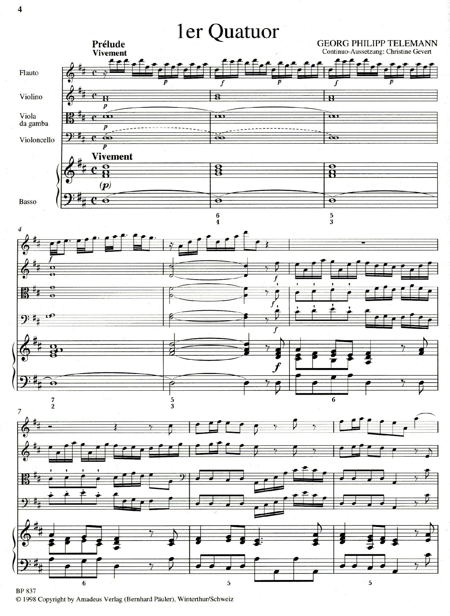 Paris Quartet no. 7 in D Major