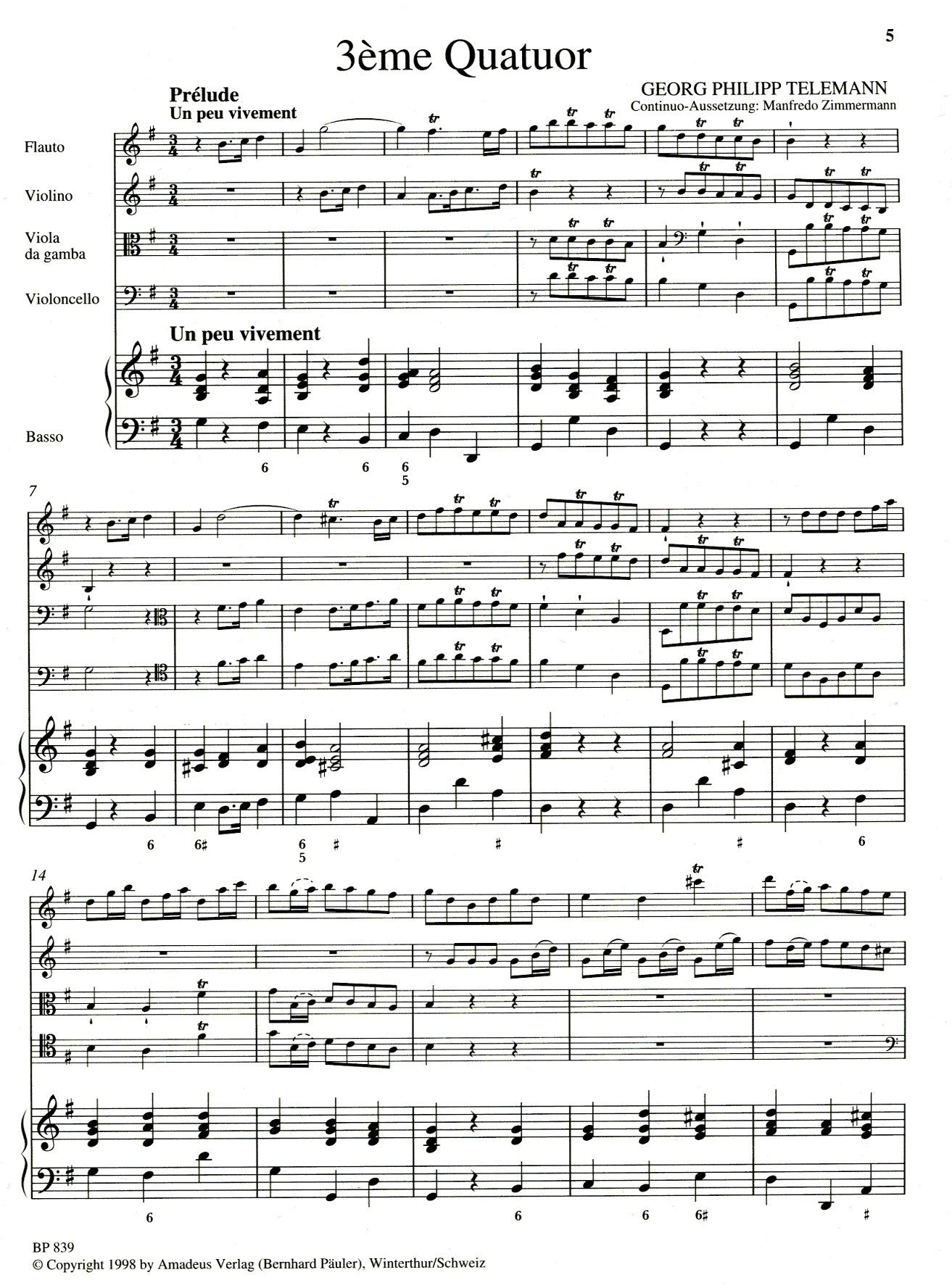 Paris Quartet no. 9 in G Major