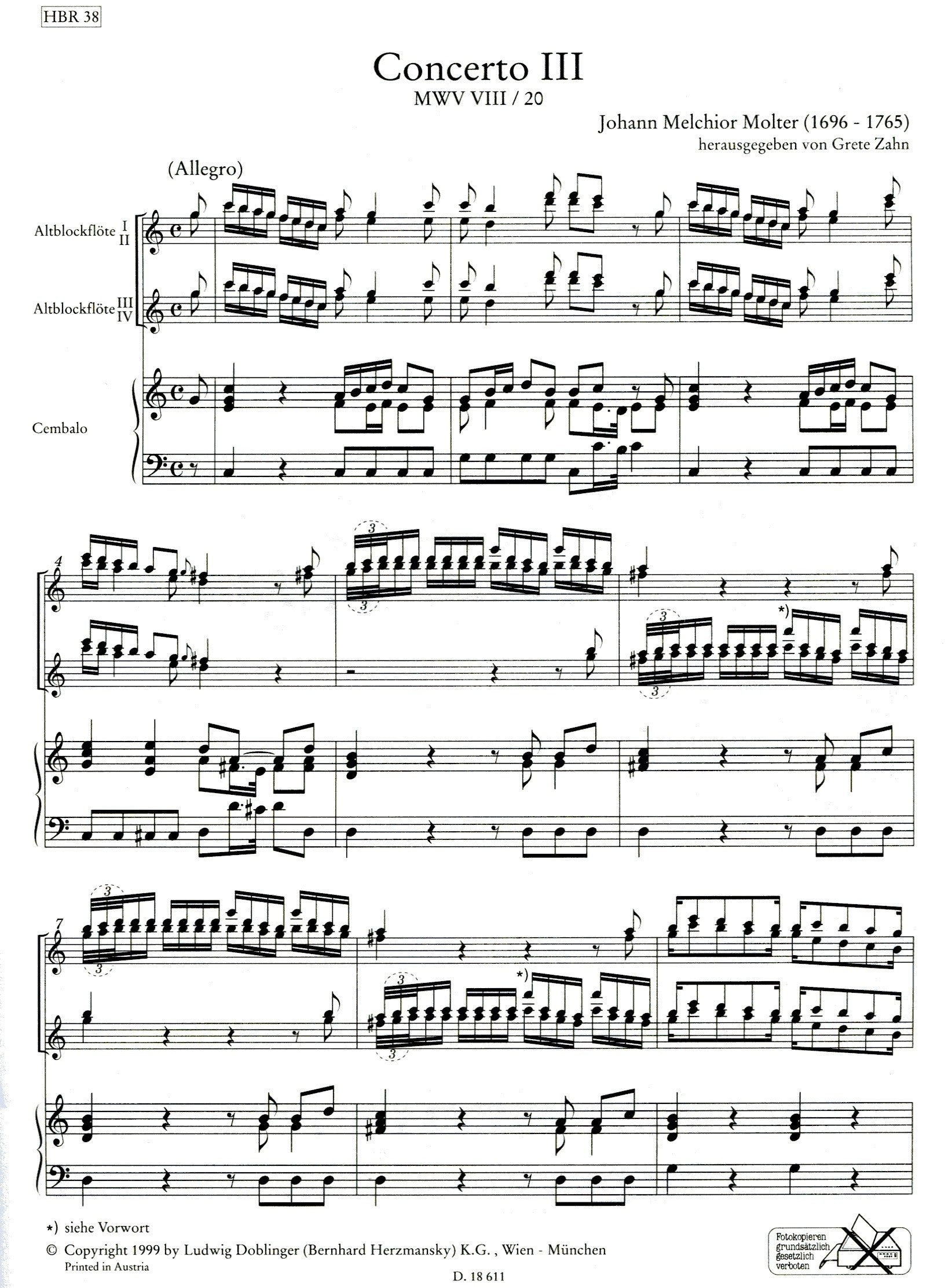 Concerto III C Major MWV VIII/20
