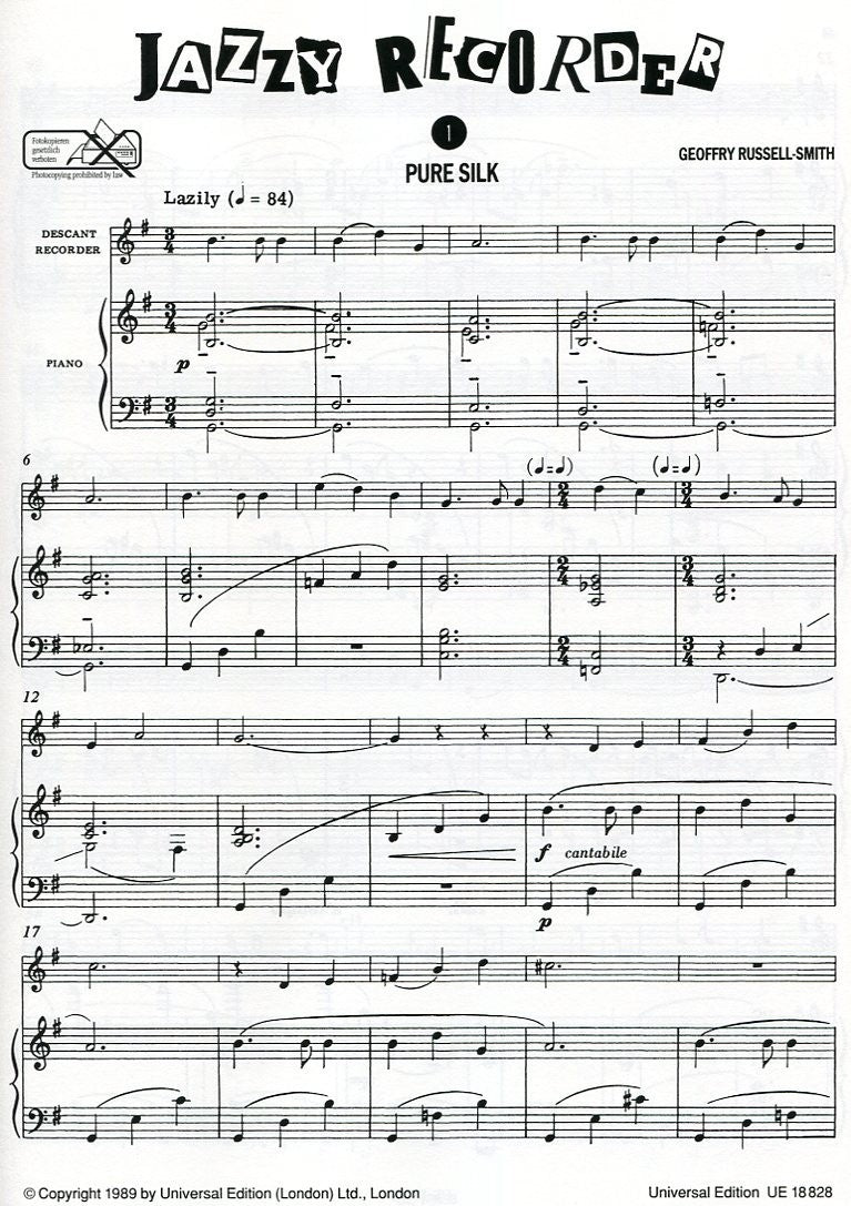 Jazzy Recorder 1 for Young Players