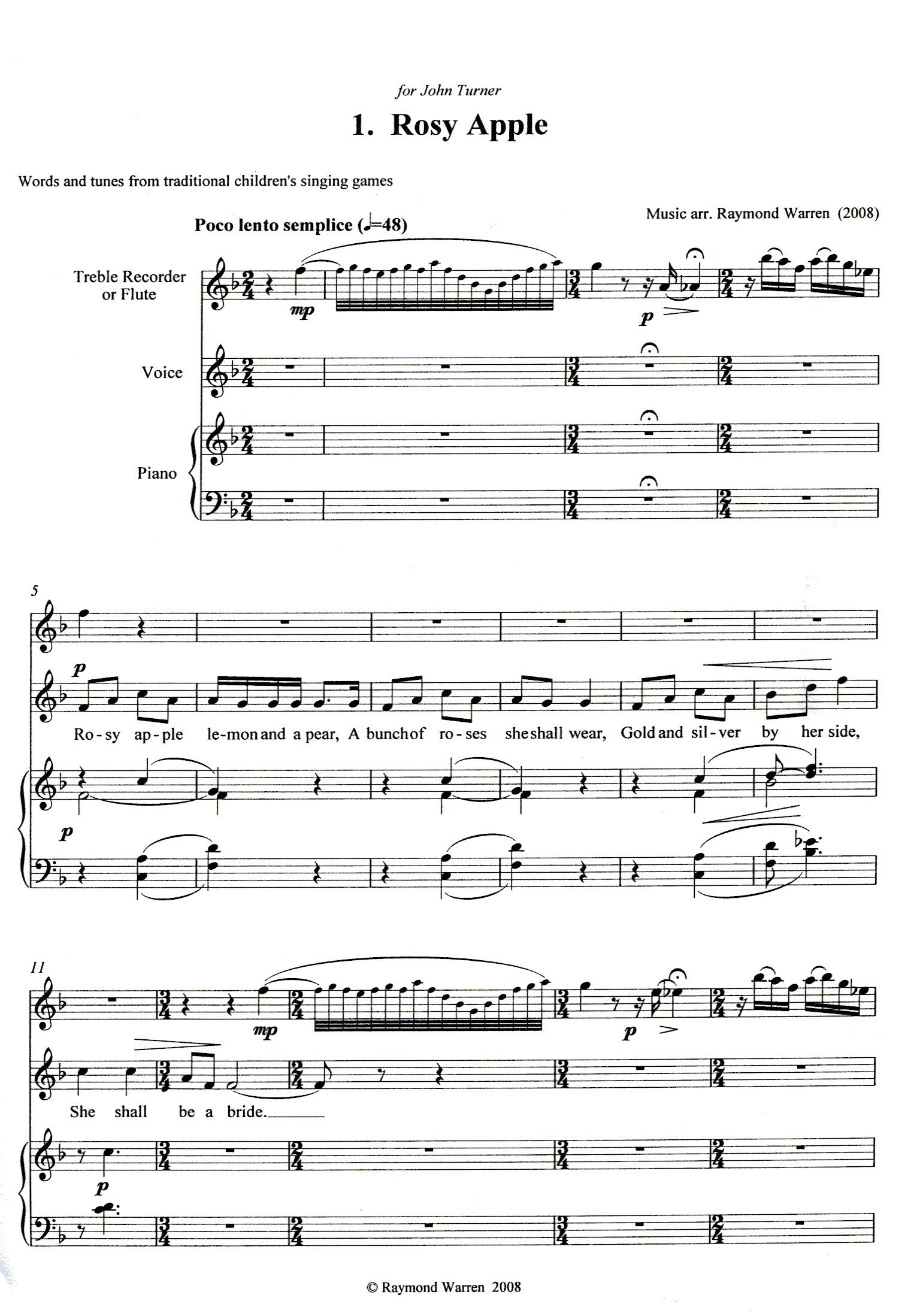 Rosy Apple, Three Children's Songs