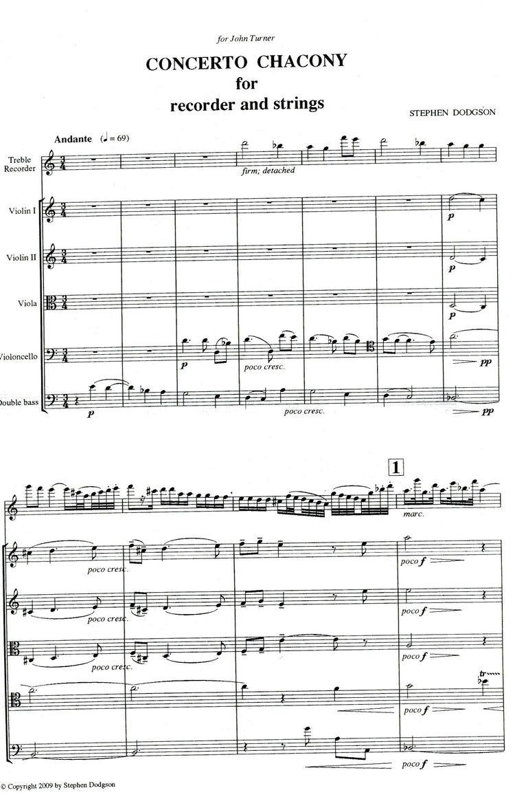 Concerto Chacony - SCORE ONLY, NO PARTS