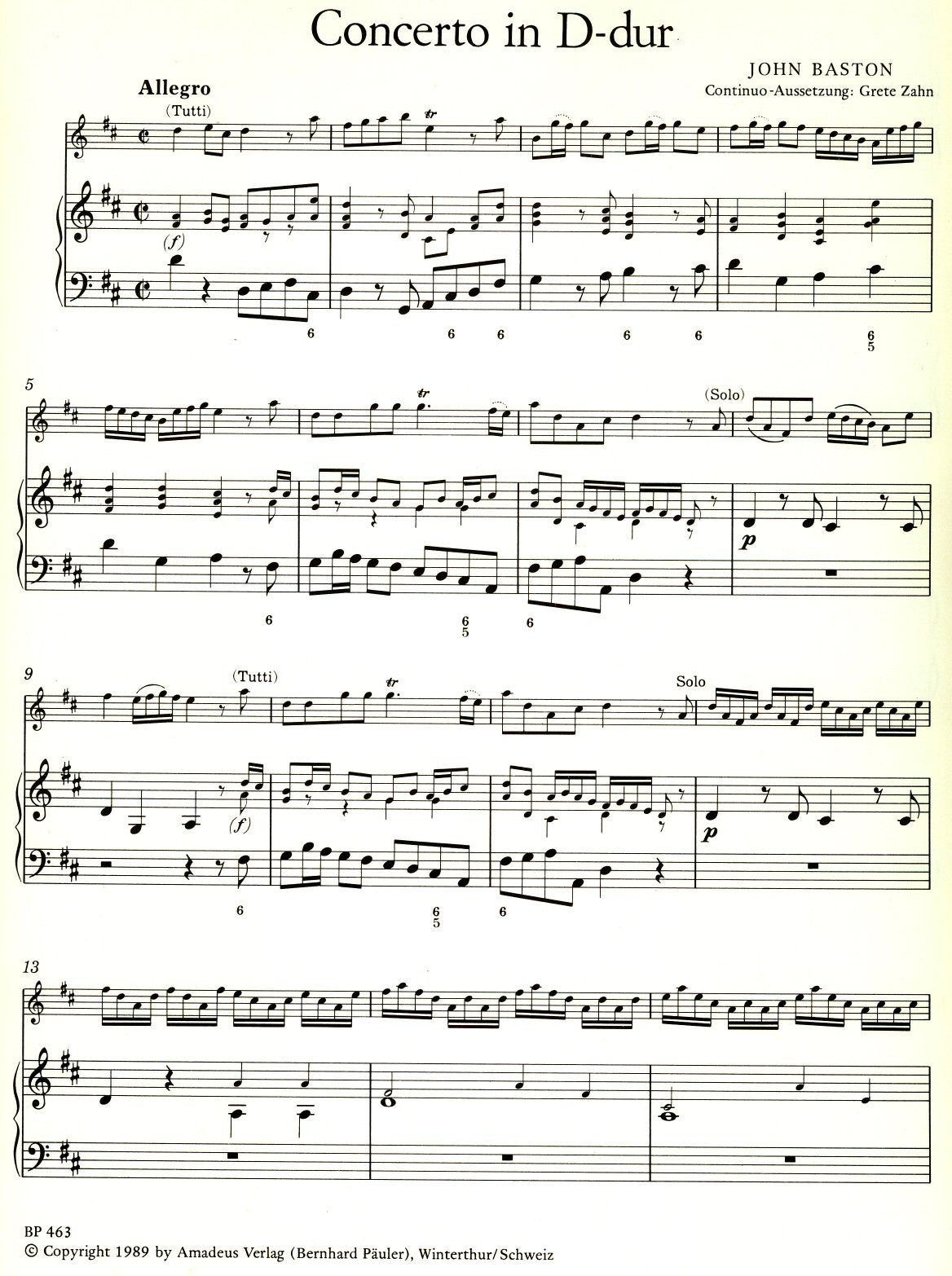 Concerto in D Major and Sonata in D Major