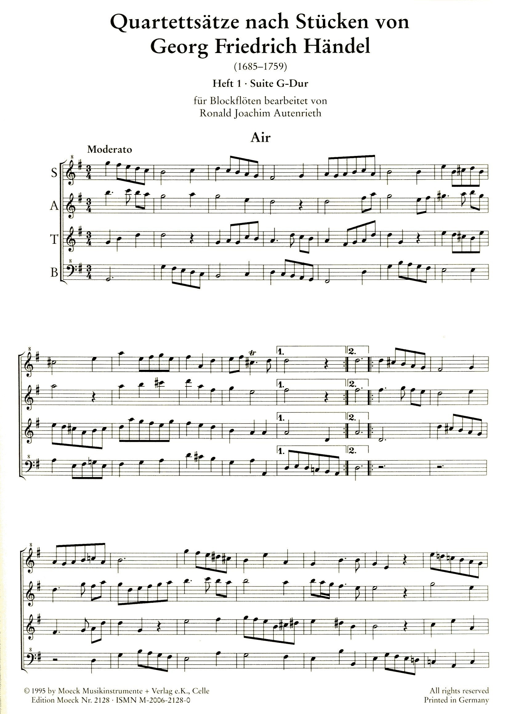 Quartet Movements Vol 1 Suite in G Major