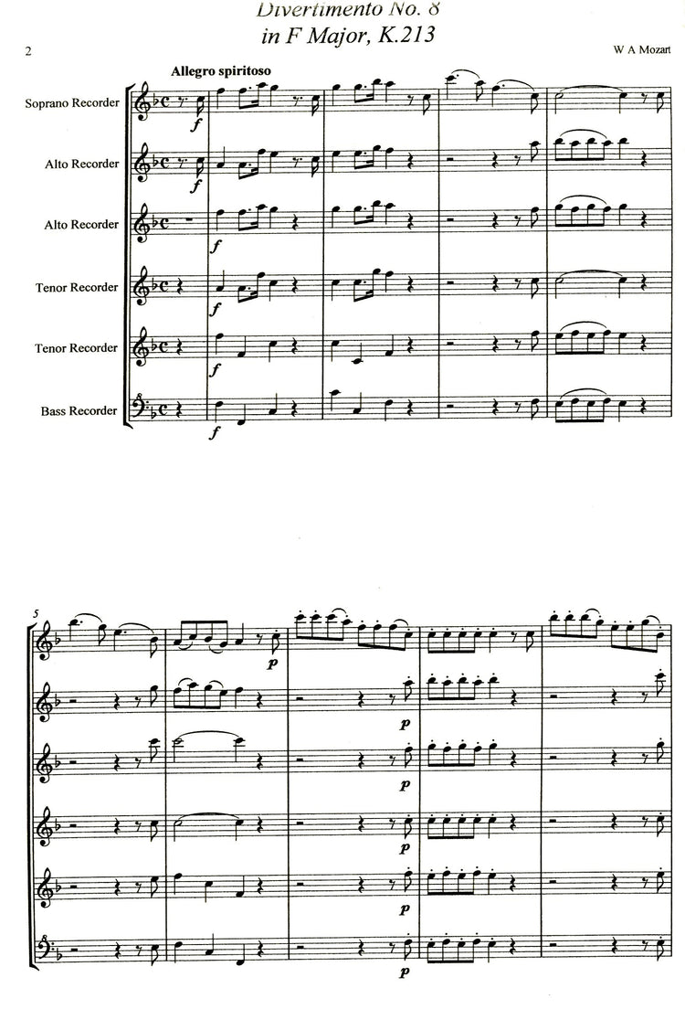 Divertimento No. 8 in F Major K. 213