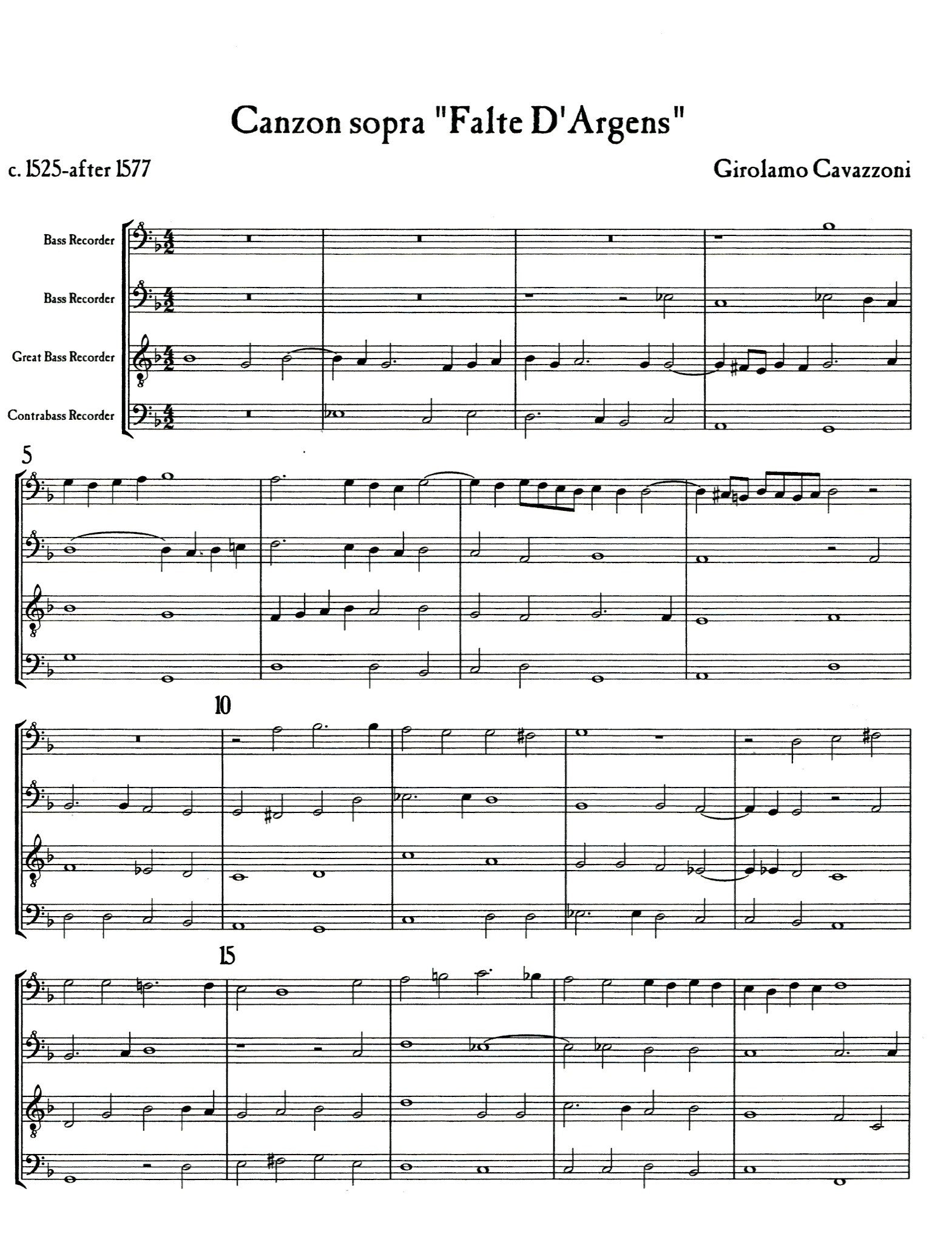 Canzon sopra "Falte D'Argens"