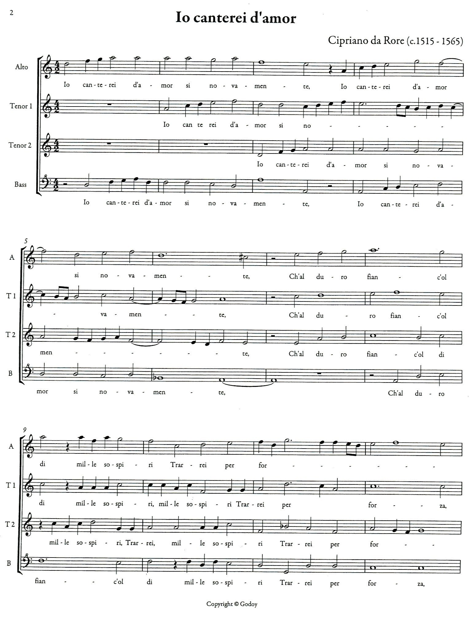 Io Canterei D'Amor with ensemble diminutions