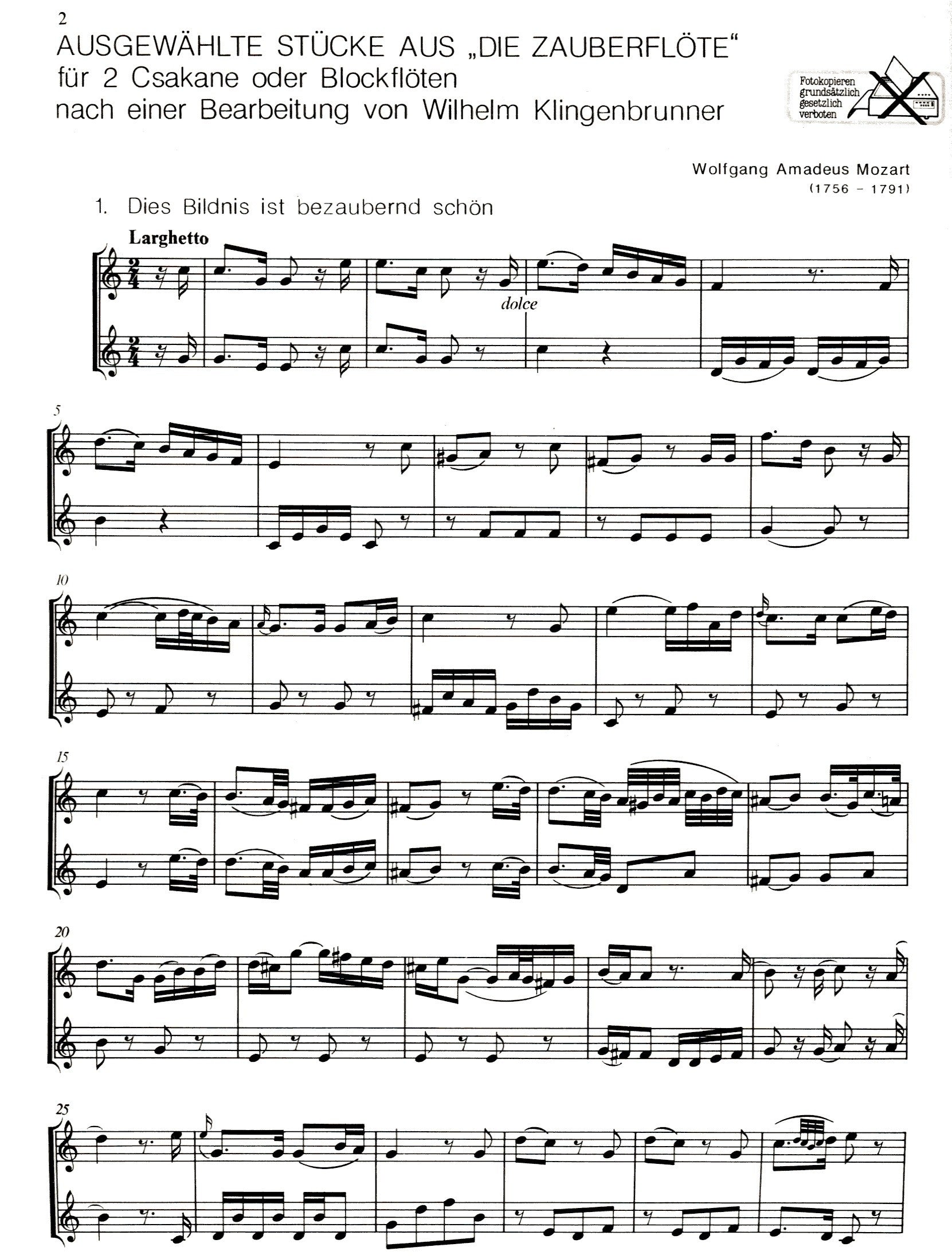 Selected Pieces from The Magic Flute