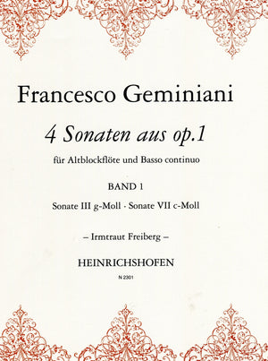 Four Sonatas, Op.1 for Treble and Basso Continuo