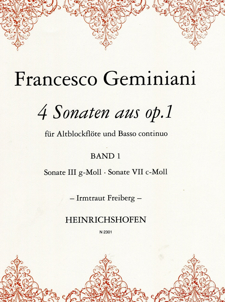 Four Sonatas, Op.1 for Treble and Basso Continuo