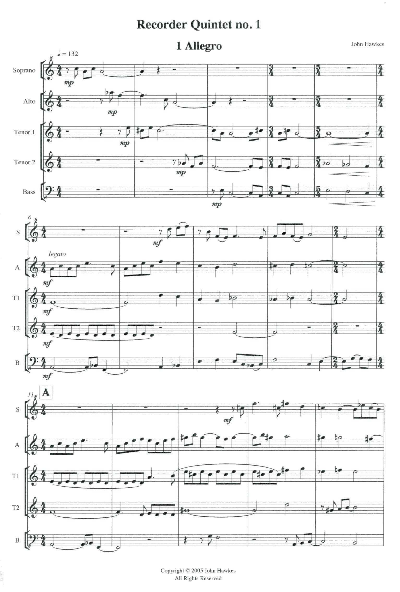 Recorder Quintet No.1