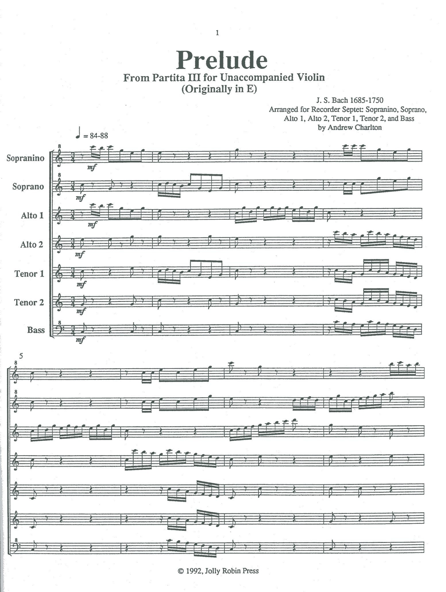 Prelude from Partita III for Unaccompained Violin