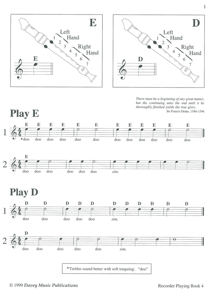 Recorder Playing for Treble Recorders Book 4