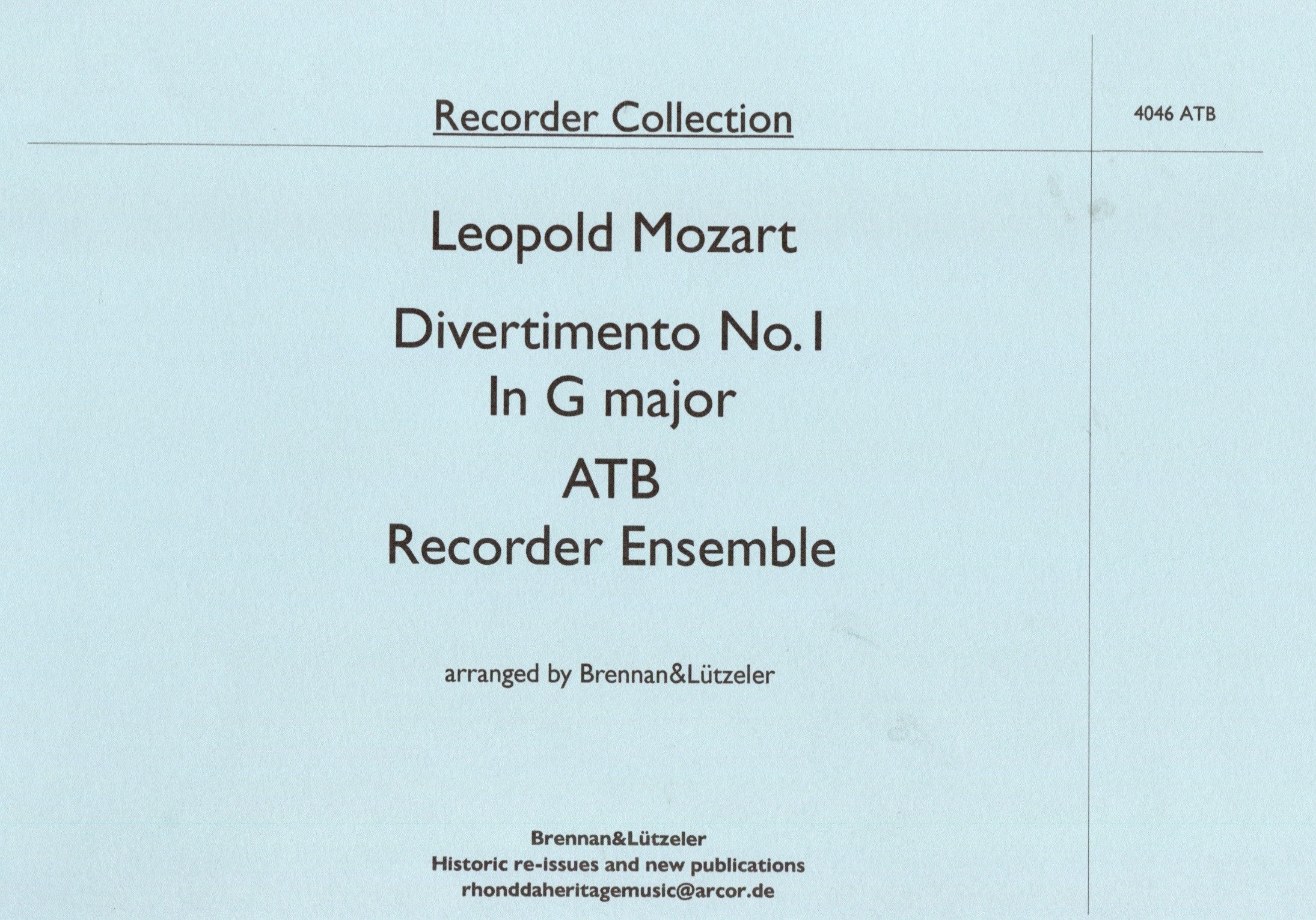 Divertimento No. 1 in G Major for ATB Trio